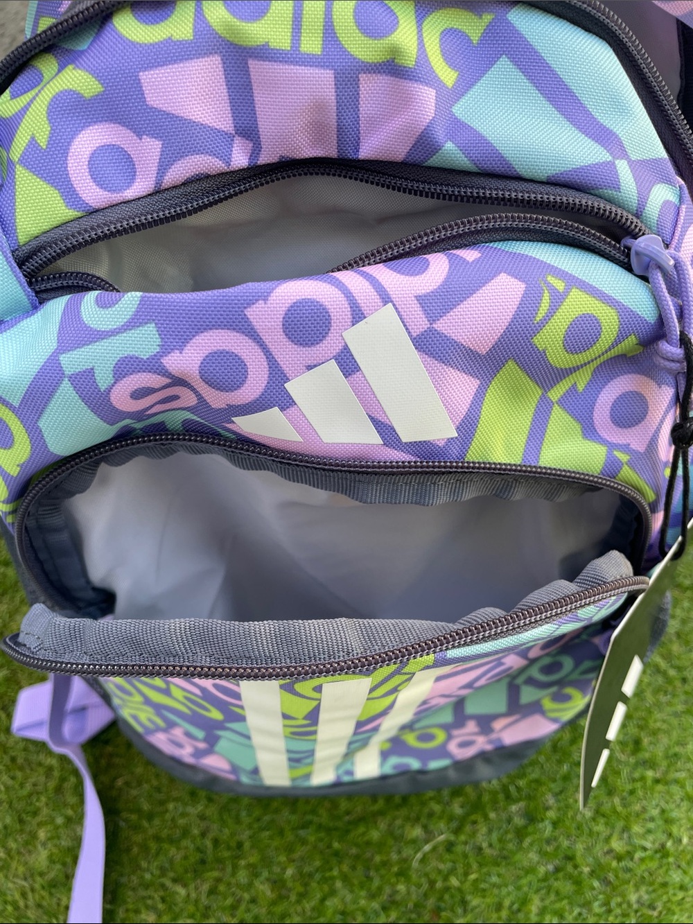 adidas Multicolor Logo Backpack in Purple, Mint & Lime - Picture 12 of 16